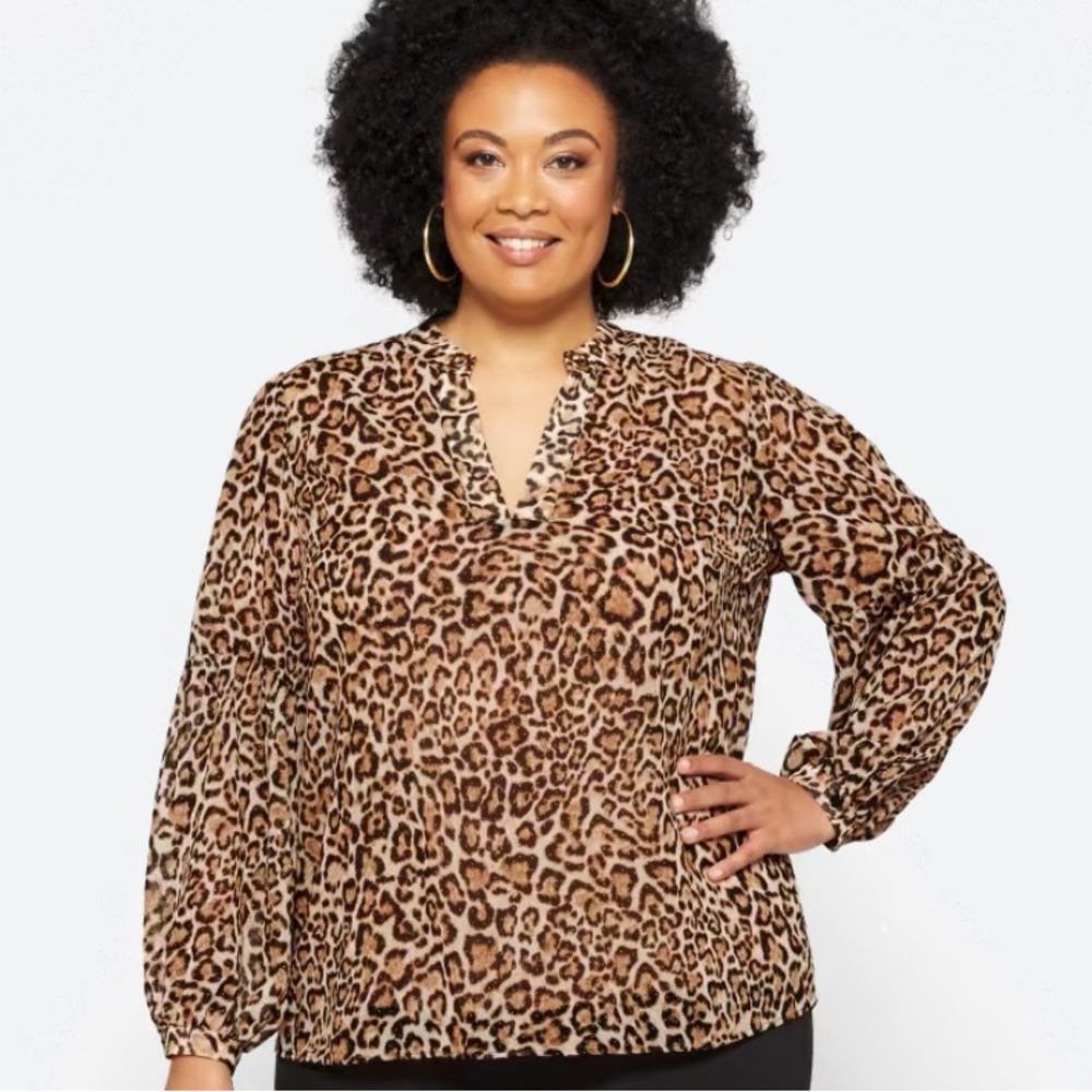 Animal Print Split Neck Blouse by MICHAEL Michael Kors  Perfect for Any Occasion